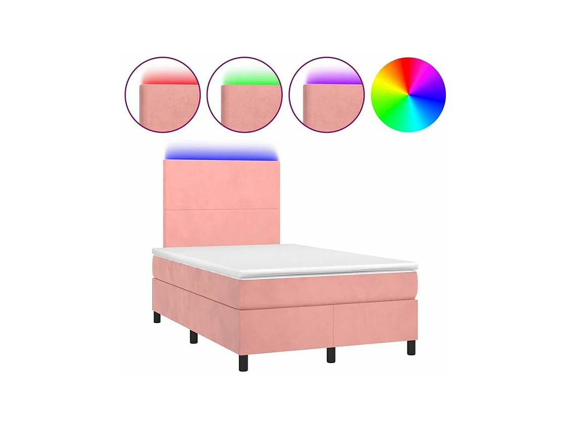 Sommier à lattes de lit et matelas LED Rose 120x200 Velours