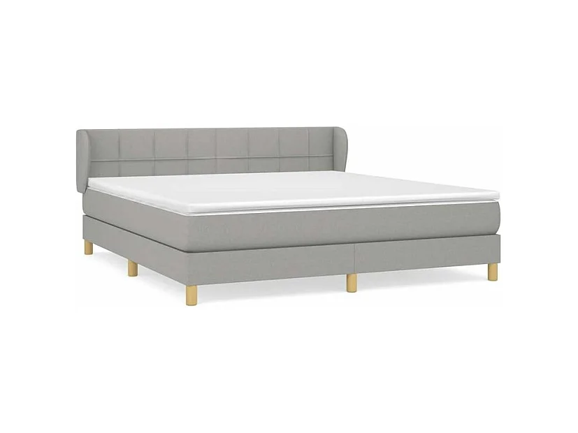 Sommier à lattes de lit avec matelas Gris clair 160x200 Tissu
