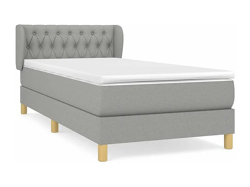 Sommier à lattes de lit avec matelas Gris clair 100x200 Tissu