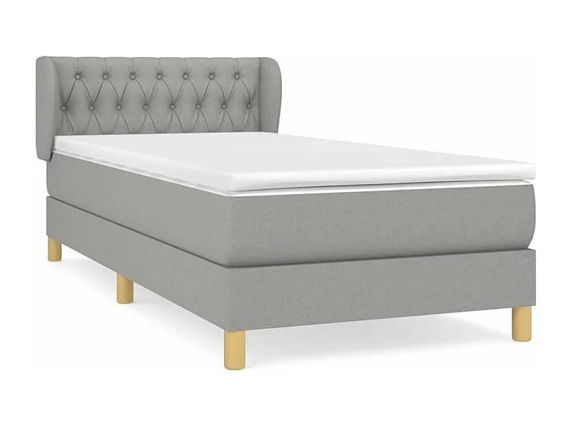 Sommier à lattes de lit avec matelas Gris clair 100x200 Tissu
