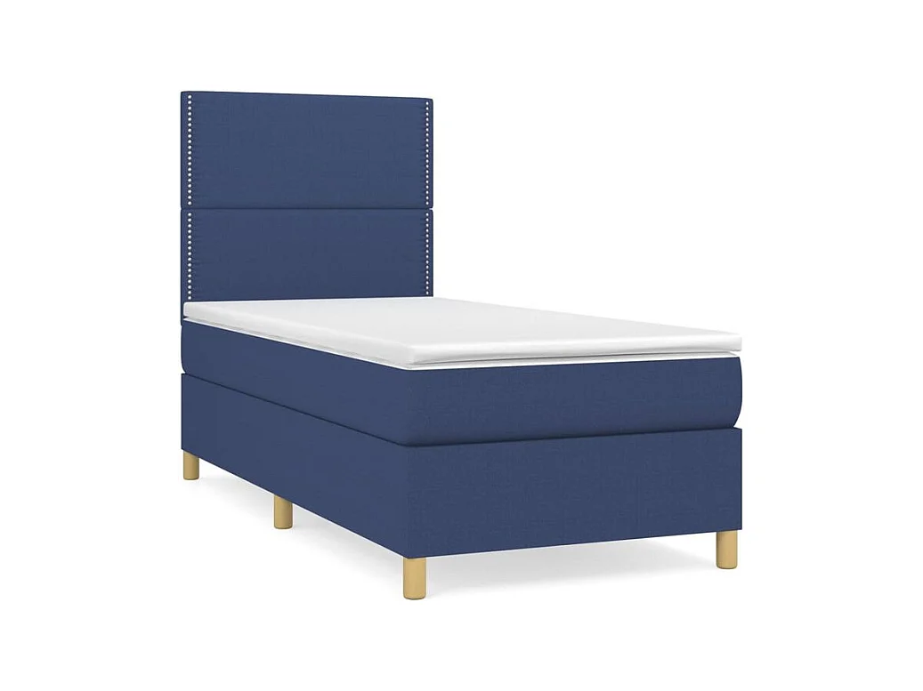 Sommier à lattes de lit avec matelas Bleu 100x200 Tissu