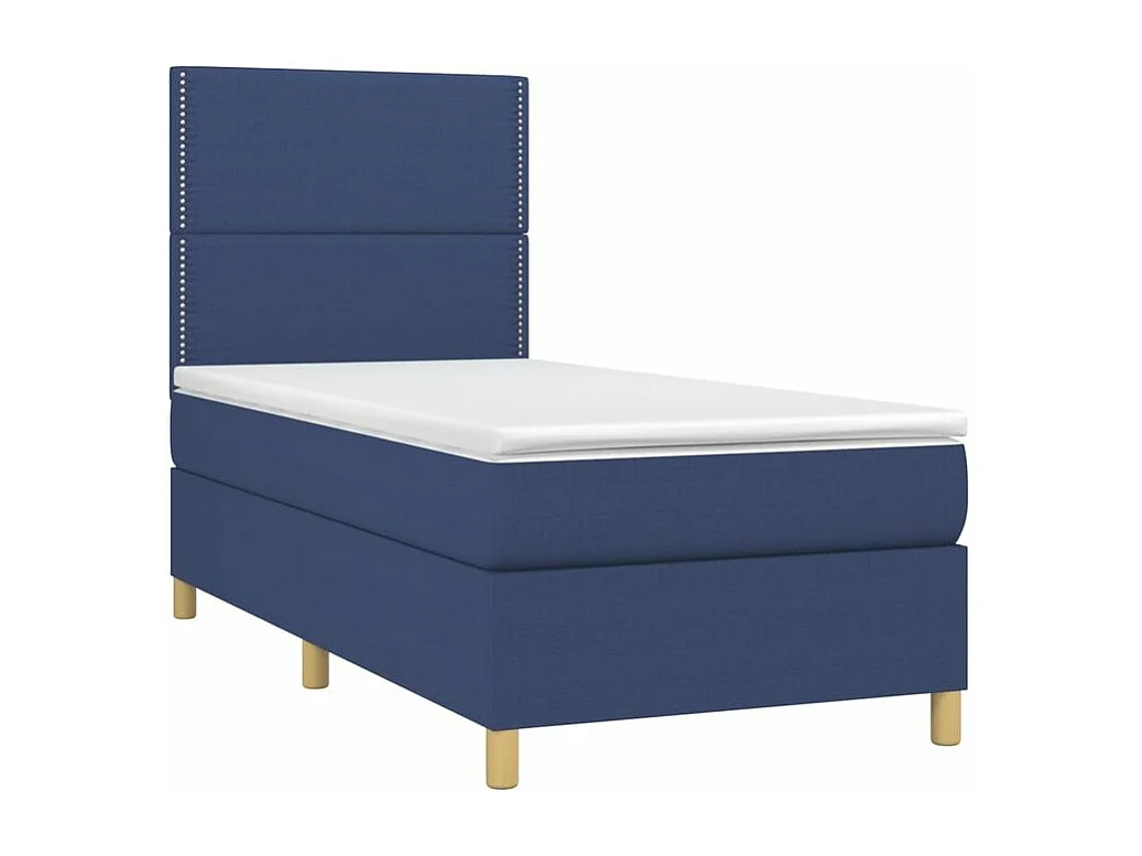 Sommier à lattes de lit avec matelas Bleu 100x200 Tissu