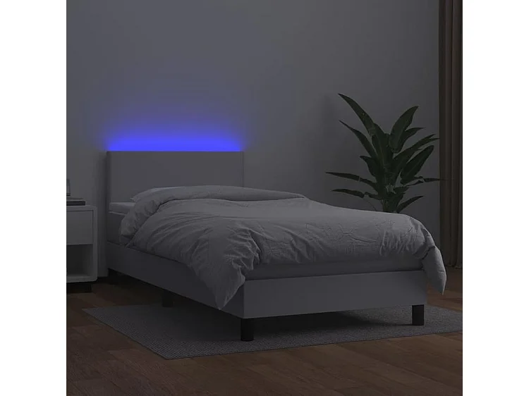 Sommier à lattes de lit avec matelas et LED Blanc 90x200
