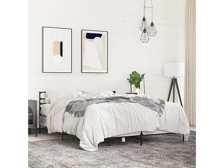Cadre de lit sonoma gris 140x200 bois d'ingénierie et métal