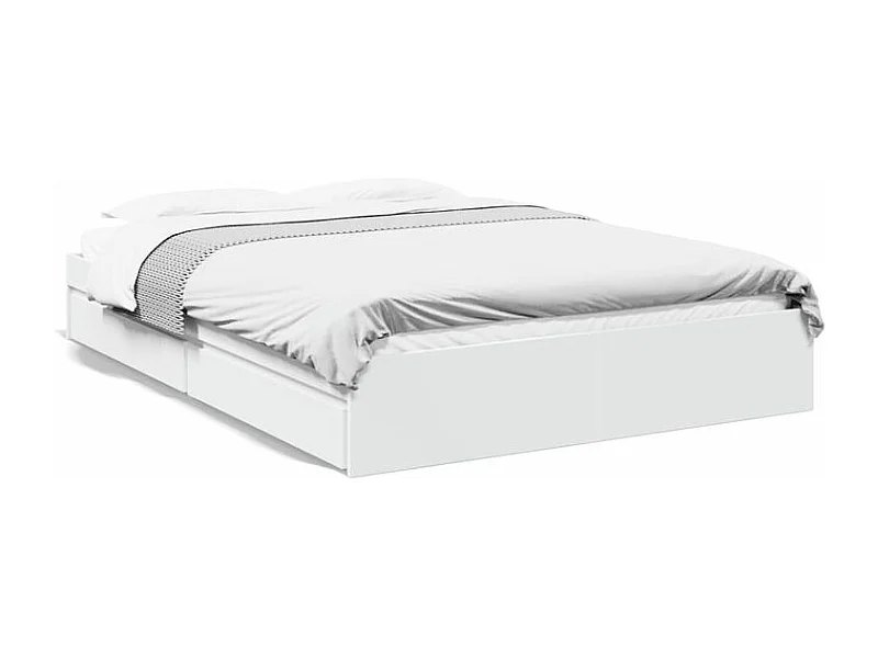 Cadre de lit à tiroirs blanc 160x200 bois d'ingénierie