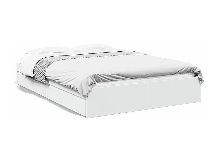 Cadre de lit à tiroirs blanc 160x200 bois d'ingénierie