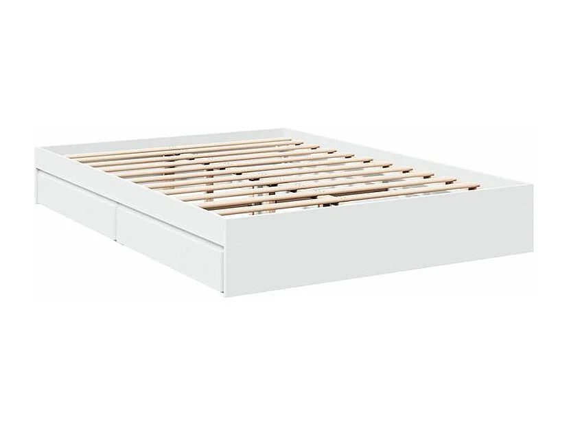 Cadre de lit à tiroirs blanc 160x200 bois d'ingénierie
