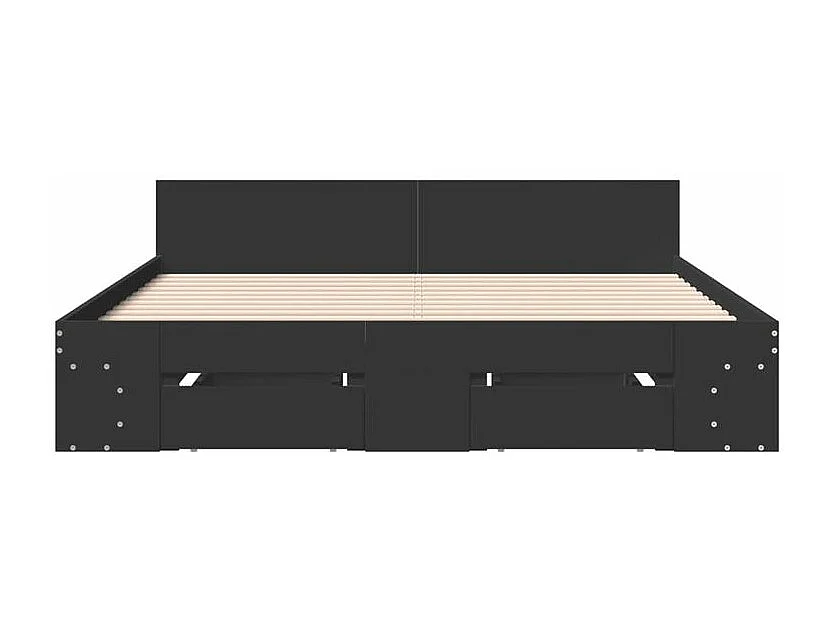 Cadre de lit avec tiroirs noir 140x200 bois d'ingénierie