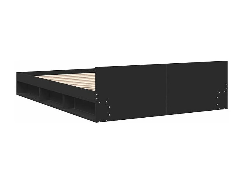 Cadre de lit avec tiroirs noir 140x200 bois d'ingénierie