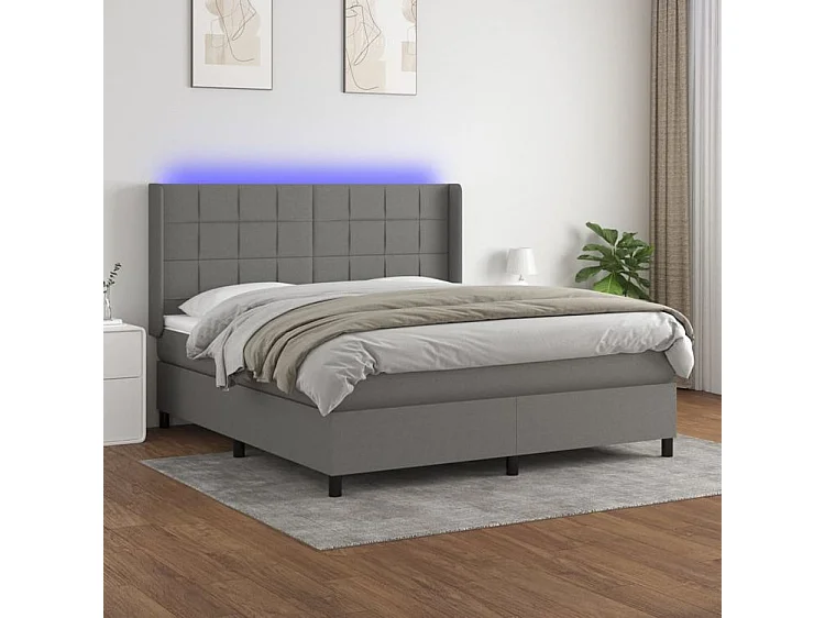 Sommier à lattes de lit matelas LED Gris foncé 180x200 Tissu
