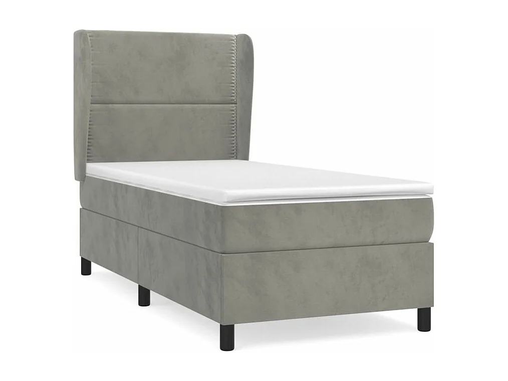 Sommier à lattes de lit et matelas Gris clair 100x200 Velours