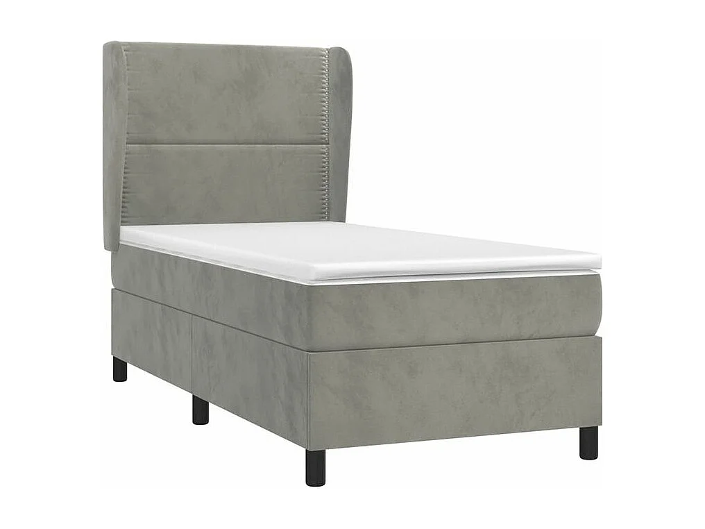 Sommier à lattes de lit et matelas Gris clair 100x200 Velours