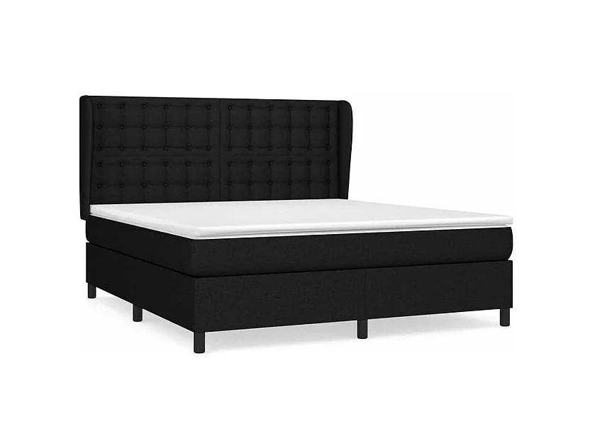 Sommier à lattes de lit avec matelas Noir 180x200 Tissu