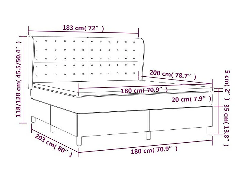 Sommier à lattes de lit avec matelas Bleu 180x200 Tissu