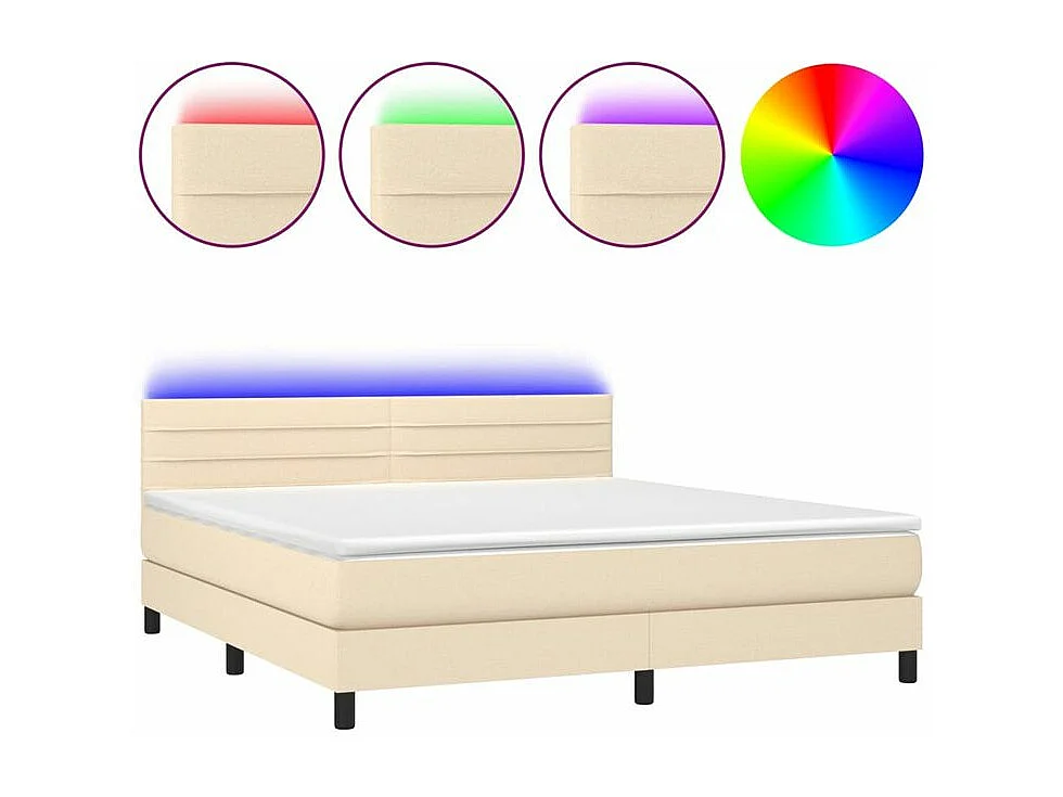 Sommier à lattes de lit avec matelas LED Crème 160x200 Tissu