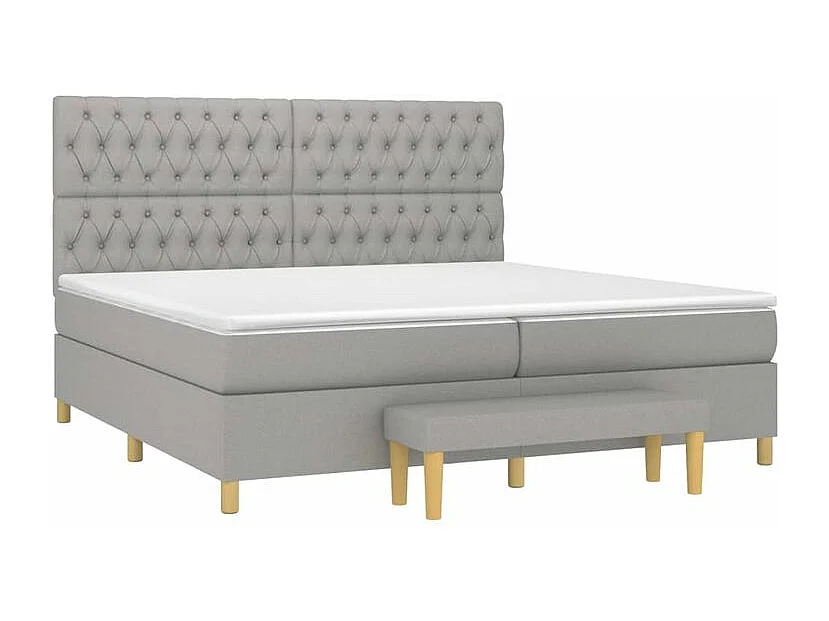 Sommier à lattes de lit avec matelas Gris clair 200x200 Tissu