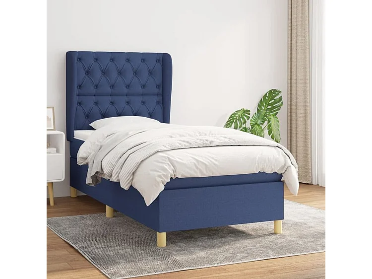 Sommier à lattes de lit avec matelas Bleu 80x200 Tissu