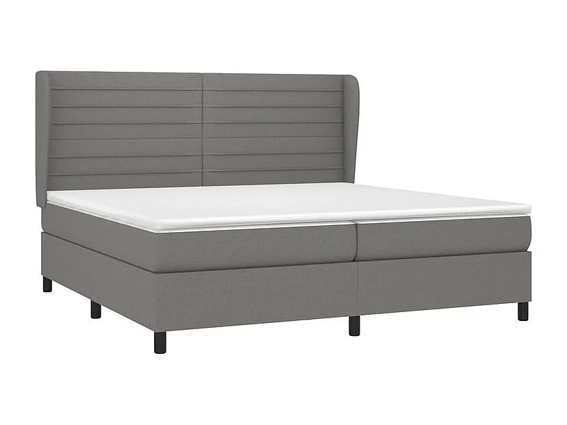Sommier à lattes de lit avec matelas Gris foncé 200x200 Tissu