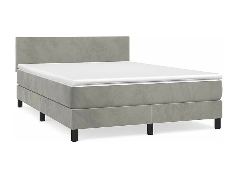 Sommier à lattes de lit et matelas Gris clair 140x200 Velours