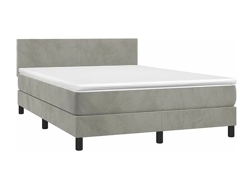 Sommier à lattes de lit et matelas Gris clair 140x200 Velours