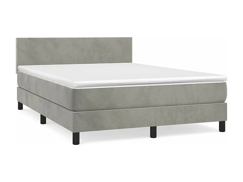 Sommier à lattes de lit et matelas Gris clair 140x200 Velours