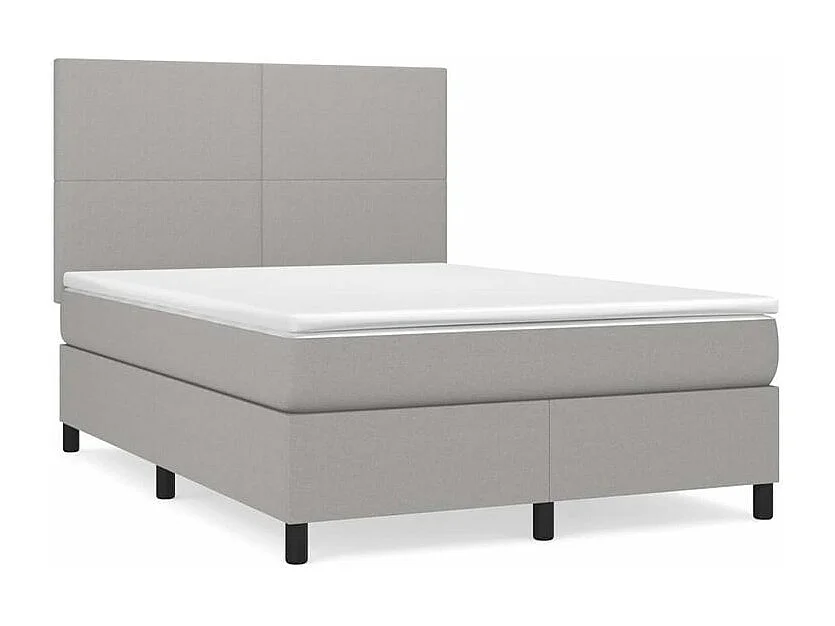 Sommier à lattes de lit avec matelas Gris clair 140x190 Tissu