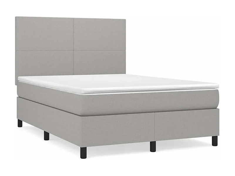 Sommier à lattes de lit avec matelas Gris clair 140x190 Tissu