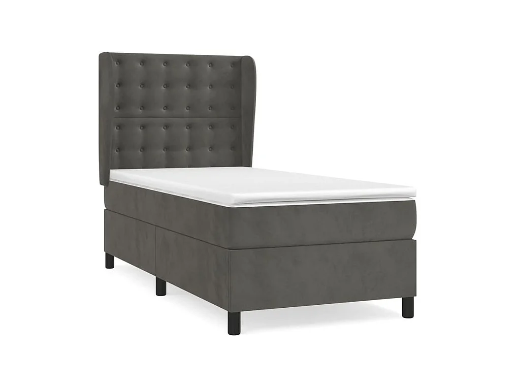 Sommier à lattes de lit et matelas Gris foncé 80x200 Velours