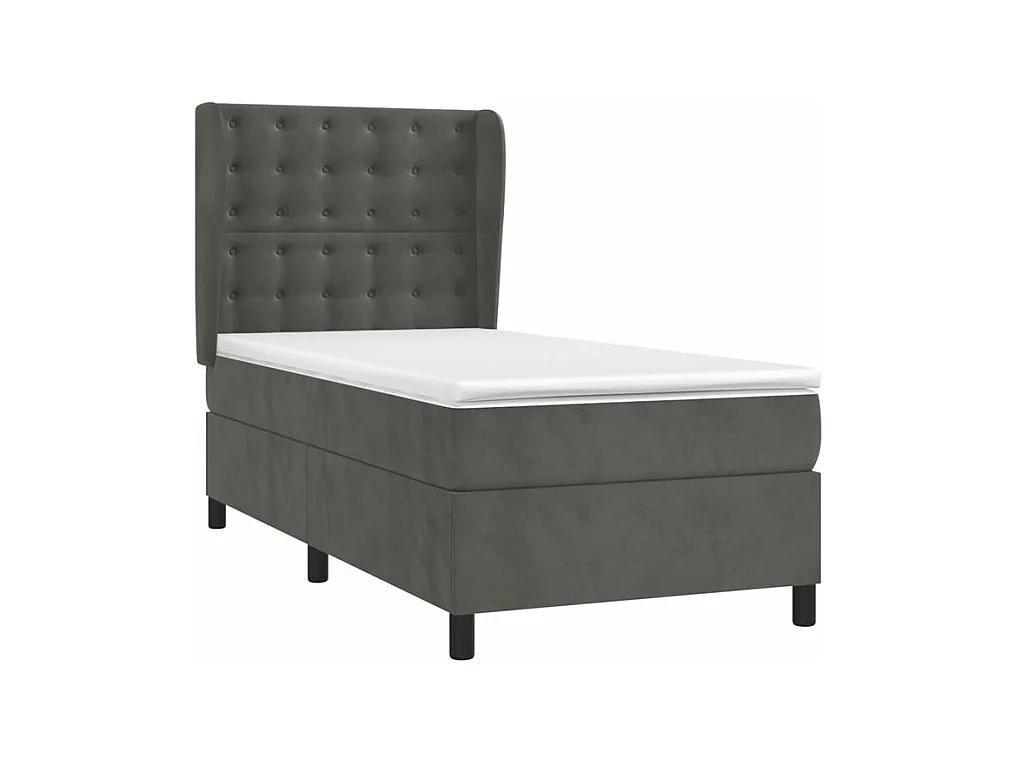 Sommier à lattes de lit et matelas Gris foncé 80x200 Velours
