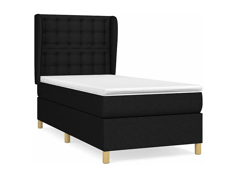 Sommier à lattes de lit avec matelas Noir 90x190 Tissu