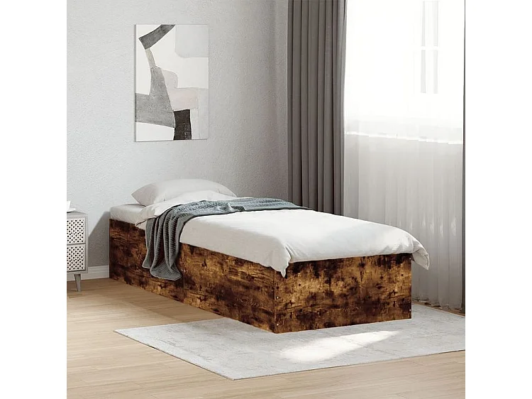 Cadre de lit chêne fumé 90x190 bois d'ingénierie