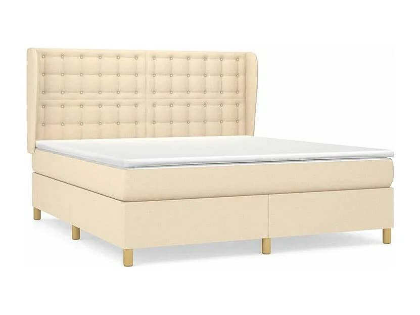 Sommier à lattes de lit avec matelas Crème 160x200 Tissu