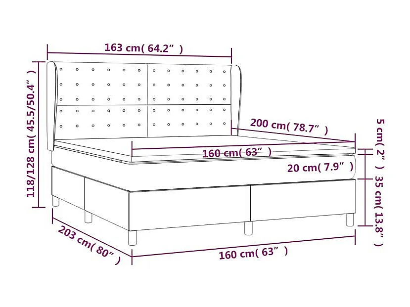 Sommier à lattes de lit avec matelas Crème 160x200 Tissu
