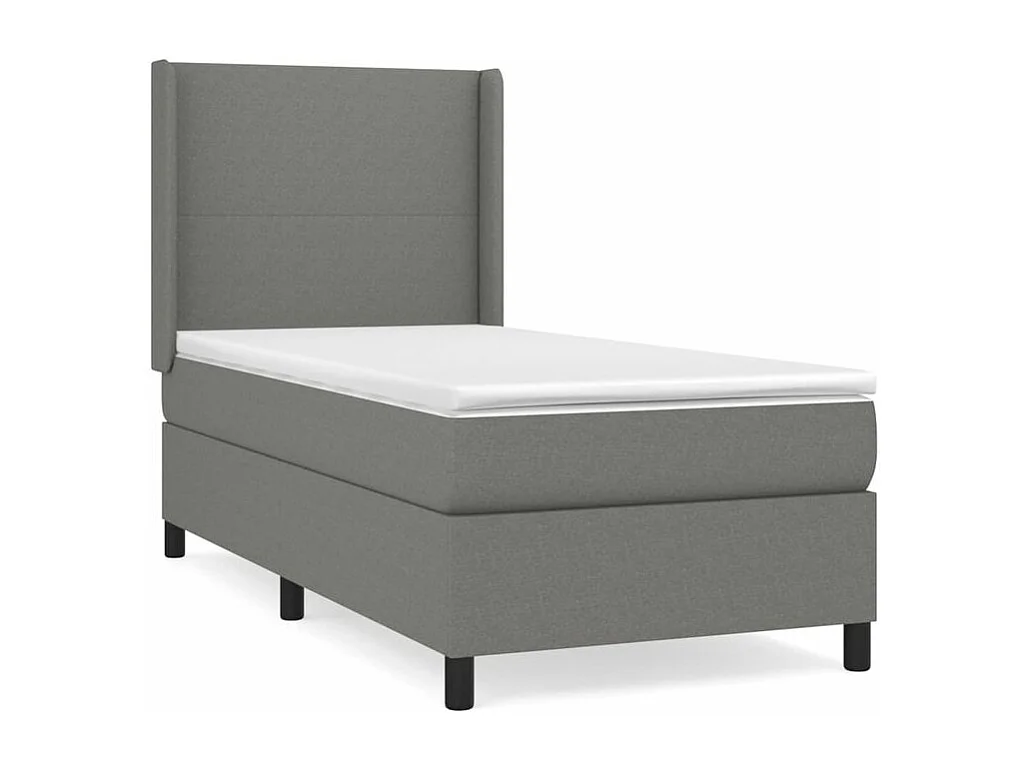 Sommier à lattes de lit et matelas Gris foncé 90x190 Tissu
