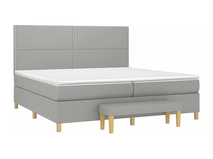 Sommier à lattes de lit avec matelas Gris clair 200x200 Tissu