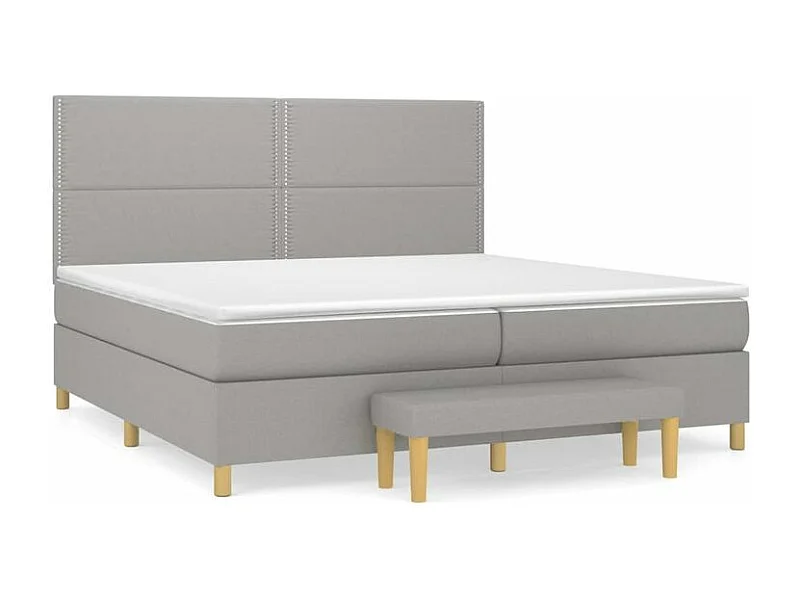 Sommier à lattes de lit avec matelas Gris clair 200x200 Tissu