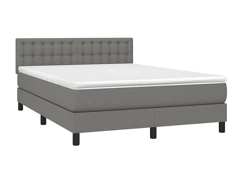 Sommier à lattes de lit avec matelas Gris foncé 140x200 Tissu