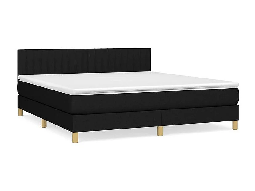 Sommier à lattes de lit avec matelas Noir 180x200 Tissu