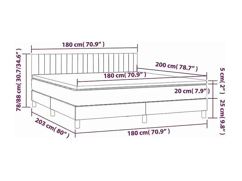Sommier à lattes de lit avec matelas Noir 180x200 Tissu