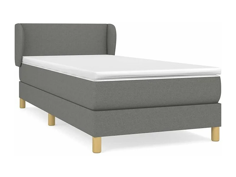 Sommier à lattes de lit avec matelas Gris foncé 100x200 Tissu