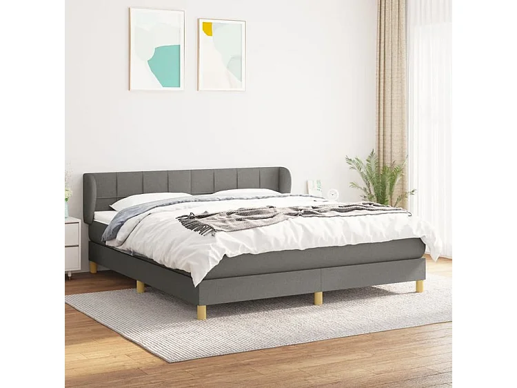 Sommier à lattes de lit avec matelas Gris foncé 160x200 Tissu