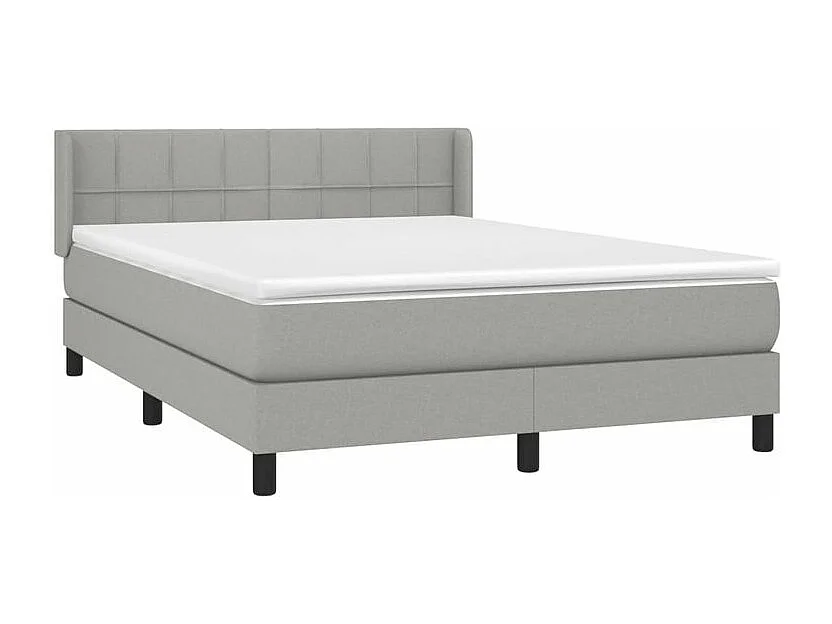 Sommier à lattes de lit avec matelas Gris clair 140x190 Tissu