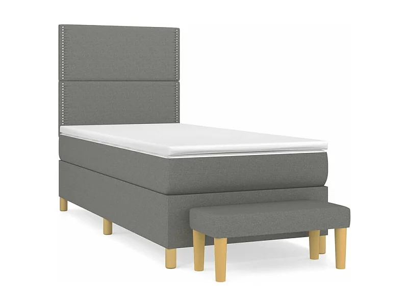 Sommier à lattes de lit avec matelas Gris foncé 100x200 Tissu