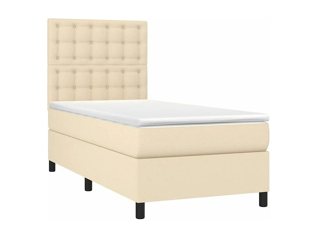 Sommier à lattes de lit avec matelas Crème 80x200 Tissu