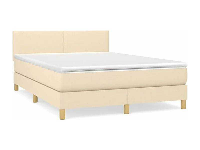 Sommier à lattes de lit avec matelas Crème 140x200 Tissu