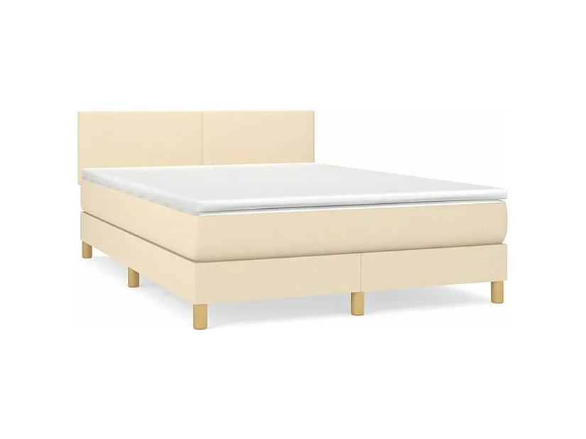 Sommier à lattes de lit avec matelas Crème 140x200 Tissu