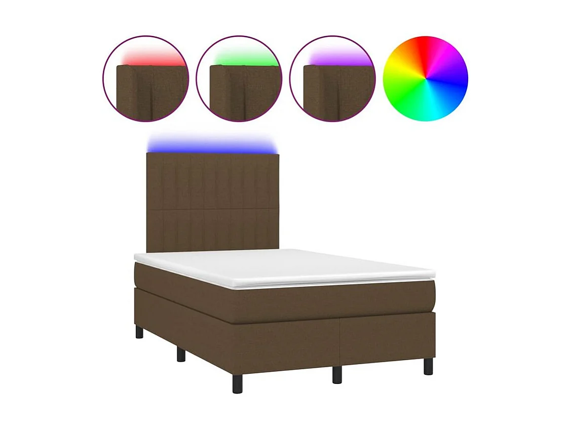 Sommier à lattes de lit matelas et LED Marron foncé 120x200