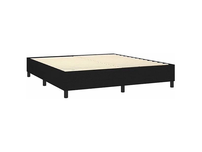 Sommier à lattes de lit matelas et LED Noir 160x200 Tissu