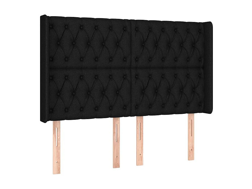 Sommier à lattes de lit matelas et LED Noir 160x200 Tissu