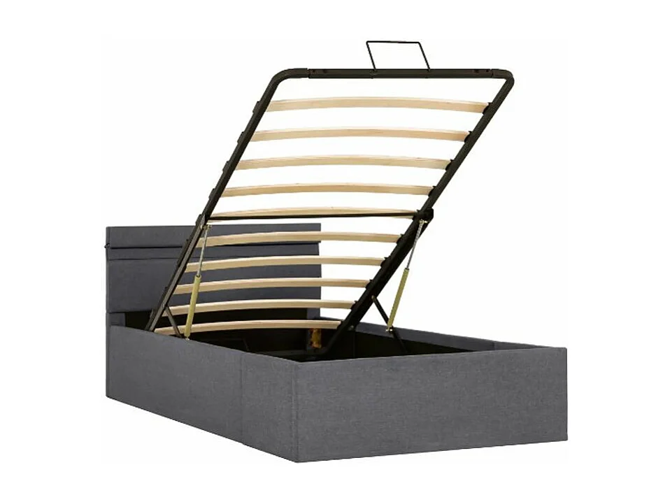 Lit coffre à LED tissu gris foncé Rundo 90x200